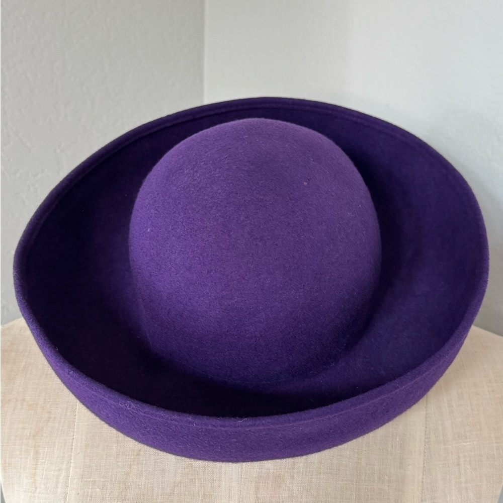 100% Wool Hat Purple Miss Bierner 22”